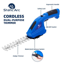 Load image into Gallery viewer, CORDLESS GARDEN SHEARS GRASS HEDGE SHRUB TRIMMER 2in1 DUAL ATTACHMENTS 7.2V