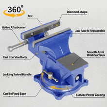 Load image into Gallery viewer, BENCH VICE CLAMP WORKTOP JAWS GRIP HOLD SWIVEL BASE MECHANICS VISE 150mm (6inch)