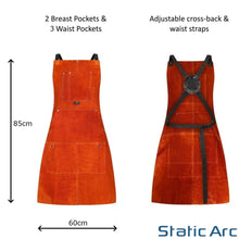Load image into Gallery viewer, LEATHER WELDING APRON COWHIDE HEAT RESISTANT FULL BODY PPE WELDER SAFETY BIB