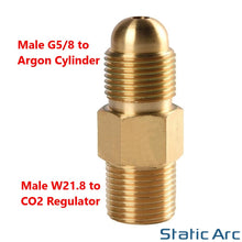 Load image into Gallery viewer, ARGON BOTTLE to CO2 REGULATOR ADAPTER CONNECTOR GAS FITTING 5/8" BSP to W21.8