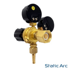 Load image into Gallery viewer, GAS BOTTLE PRESSURE FLOW REGULATOR DUAL GAUGE ARGON CO2 NITROGEN MIG TIG WELDING
