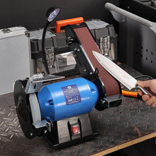 Load image into Gallery viewer, 350W ELECTRIC BENCH GRINDER & SANDING BELT LINISHER METAL WOOD SANDER 6" WHEEL