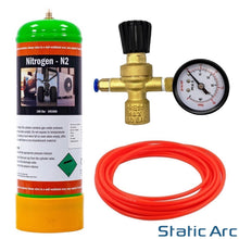 Load image into Gallery viewer, NITROGEN DISPOSABLE GAS BOTTLE CYLINDER KIT w/ REGULATOR GAUGE HOSE 2.2L