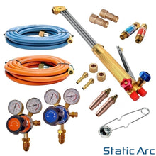 Load image into Gallery viewer, OXY PROPANE GAS CUTTING TORCH KIT OXYGEN FLAME CUTTER HOSE REGULATOR KIT