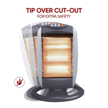 Load image into Gallery viewer, 1200W ELECTRIC HALOGEN SPACE HEATER OSCILLATING PORTABLE RADIATOR HOME OFFICE