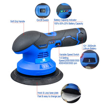 Load image into Gallery viewer, CORDLESS POLISHER CAR BUFFER ORBITAL SANDER ROTARY PAD 150mm BATTERY 12V