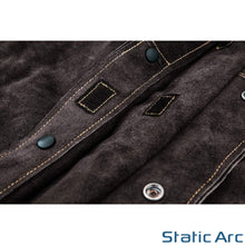 Load image into Gallery viewer, LEATHER WELDING JACKET COW SPLIT HEAT RESISTANT SPATTER WELDERS COAT PPE BLACK