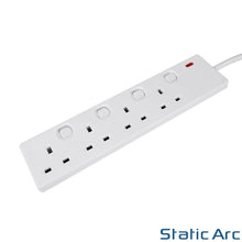 Load image into Gallery viewer, EXTENSION LEAD CABLE ELECTRIC UK MAINS POWER PLUG SOCKET SWITCH 1/2/4/6 GANG WAY