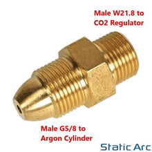 Load image into Gallery viewer, ARGON BOTTLE to CO2 REGULATOR ADAPTER CONNECTOR GAS FITTING 5/8" BSP to W21.8

