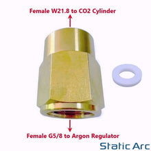 Load image into Gallery viewer, CO2 BOTTLE to ARGON REGULATOR ADAPTER CONNECTOR GAS FITTING 5/8" BSP to W21.8
