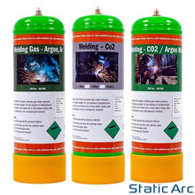 Load image into Gallery viewer, ARGON CO2 DISPOSABLE GAS BOTTLE CYLINDER KIT WELDING 100% PURE 88/12% MIX 2.2L

