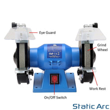 Load image into Gallery viewer, 150W ELECTRIC BENCH GRINDER WORKTOP DUAL WHEEL METAL SANDER POLISHER 150mm DISC
