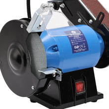Load image into Gallery viewer, 350W ELECTRIC BENCH GRINDER &amp; SANDING BELT LINISHER METAL WOOD SANDER 6&quot; WHEEL
