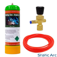 Load image into Gallery viewer, ARGON CO2 DISPOSABLE GAS BOTTLE CYLINDER KIT WELDING w/ REGULATOR HOSE 2.2L
