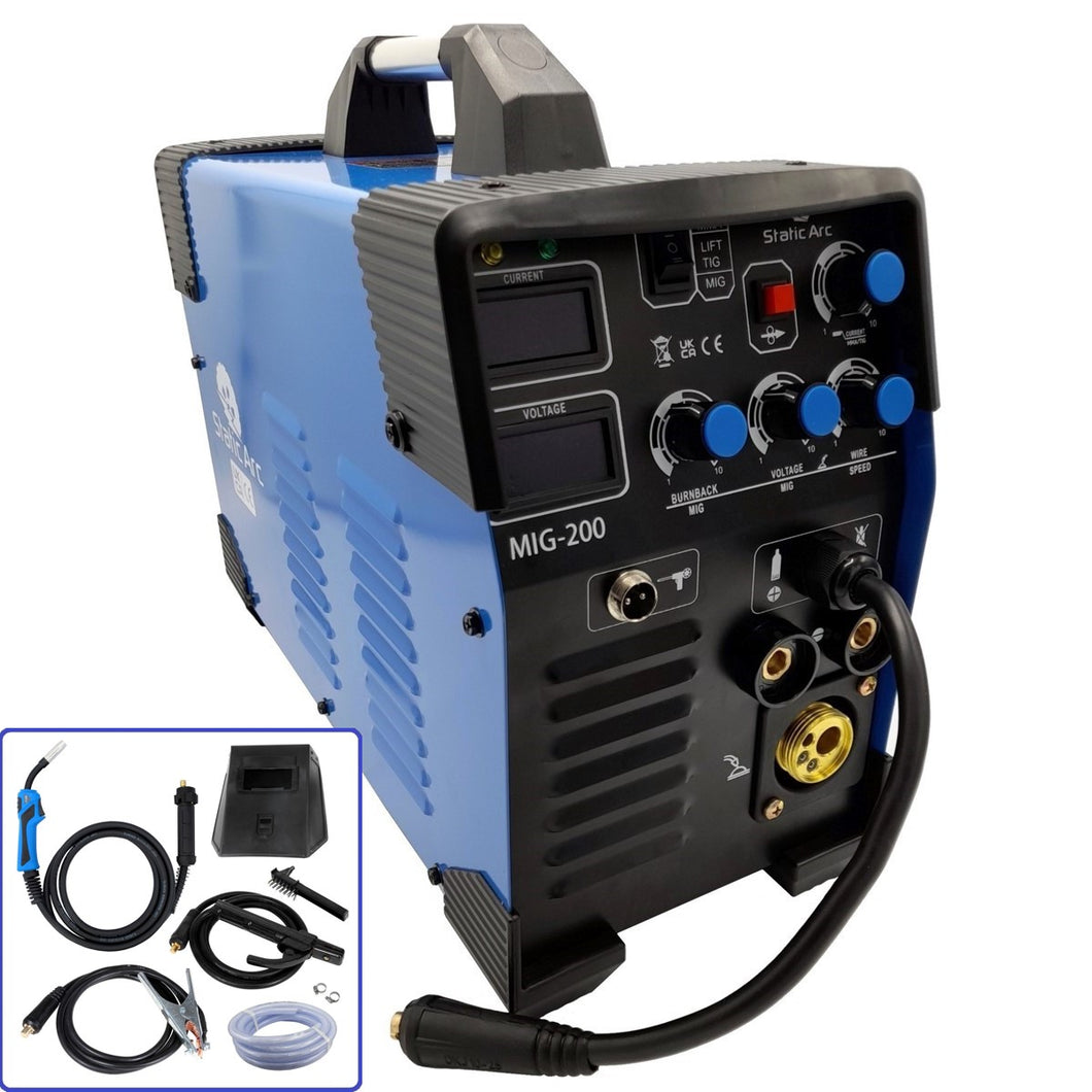 MIG 200 INVERTER WELDER 4in1 MMA ARC TIG LIFT GAS GASLESS MIG SPOOL GUN 200A