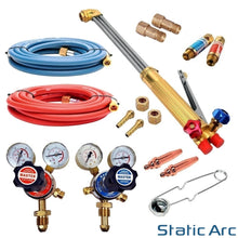 Load image into Gallery viewer, OXY ACETYLENE GAS CUTTING TORCH KIT OXYGEN FLAME CUTTER HOSE REGULATOR KIT
